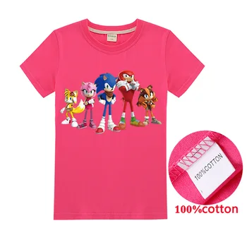 Mados Atsitiktinis Animacinių Filmų Stiliaus, Sonic The Hedgehog Spausdinti Berniukų T Marškinėliai Mergaitėms Vasaros Viršūnes Trumpas Rankovės Medvilnės Vaikams Drabužių Camiseta