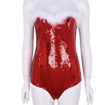 Naujųjų Metų Kalėdų Kostiumai Moterų Sexy Santa Cosplay Kostiumai Off Peties Atgal Nėrinių Lingerie Teddy Bodysuit Klubas Dėvėti
