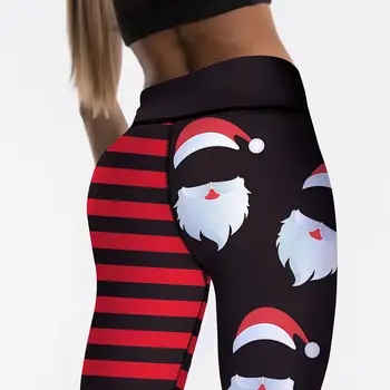 Naujas Kalėdų dugno kelnes išspausdinti kelnės moterų Aukšto Juosmens Sporto stora Antblauzdžiai