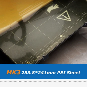 2vnt 253.8*241mm MK3 PEI Lapas Inspektas Įklija, Reprap Prusa i3 Mk2 Mk3.5 MK52 3D Spausdintuvą, spyruoklinio Plieno Plokštė