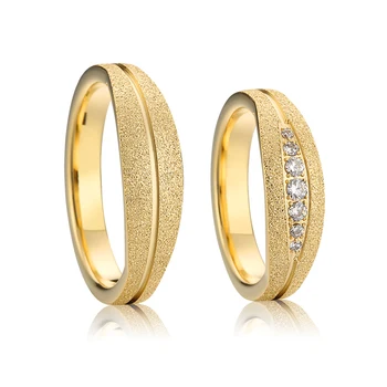 Unikali Meilės Alliance Gold Spalva Blizga Aukso Užpildytas Emery santuoka vestuvių pora žiedų rinkinys vyrams ir moterims