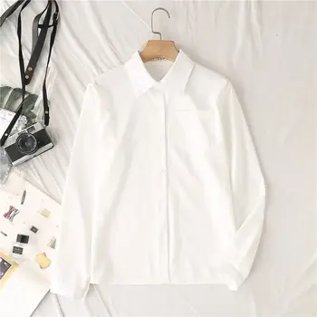 JMPRS Baltoji Moteris Mokyklos Marškinėliai Mados JK Preppy Stilius Pavasarį Japonija ilgomis Rankovėmis Palaidinė Mergaitėms Harajuku Necktie Ponios Viršūnes 2021