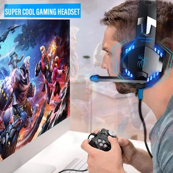Profesinės Gamer Ausines LED Šviesos Stereo Gaming Ausinės PS5 PS4 FiFa 21 Xbox Vienas PC su Triukšmo Panaikinimo Mikrofonas
