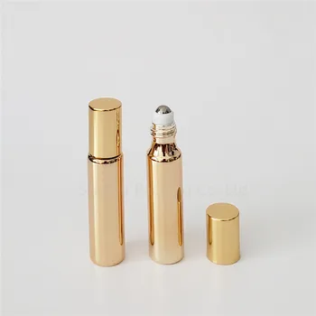 50pcs/daug 10ml aukso/sidabro roll ant kvepalų buteliuko, 10cc eterinis aliejus rollon butelių/ perliniu-blizgesio stiklo roller bakas