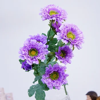 8Heads ilgas stiebas Gerbera Chrizantemų šilko+plastiko, Dirbtinės Gėlės flores patenka namų, sodo dekoracijos netikrą augalai