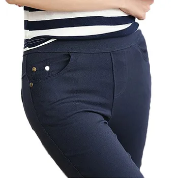 Naujas Atvykimo Aukštos Kokybės Moterų antblauzdžiai Mygtukai ant kišenių 5XL Plius dydis Aukšto Juosmens moterų kelnės