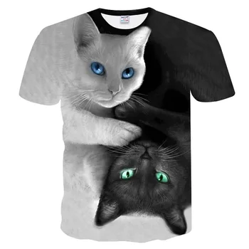 Naujas mados vyrų ir moterų top marškinėliai 3d spausdinimo stilius funny cat trumparankoviai skaitmeninis spausdinimas T-shirt plius dydis