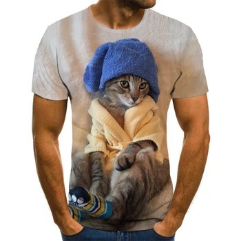 Naujas mados vyrų ir moterų top marškinėliai 3d spausdinimo stilius funny cat trumparankoviai skaitmeninis spausdinimas T-shirt plius dydis