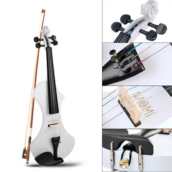 NAOMI 4/4 Elektrinis Smuikas Smuiku 9V Handcarved Solidwood Violino 4/4 Muzikos Instrumentai Su Atveju Lankas Kabelis, Skirtas Pradedantiesiems
