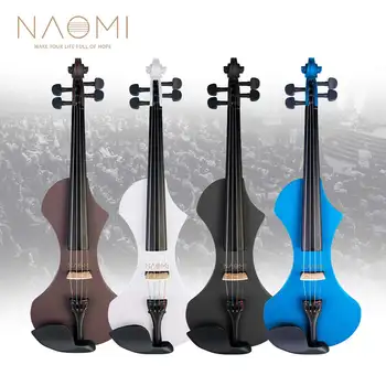 NAOMI 4/4 Elektrinis Smuikas Smuiku 9V Handcarved Solidwood Violino 4/4 Muzikos Instrumentai Su Atveju Lankas Kabelis, Skirtas Pradedantiesiems
