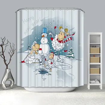 Kalėdų Dovanų Dėžutes, Sniego Vonios Kambarys Dušo Užuolaidos Vandeniui Audinio Ir 12 Kablių Sode Dekoratyviniai Reikmenys Įrankis