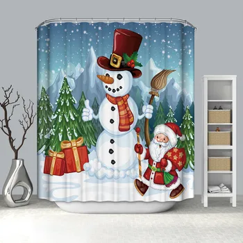 Kalėdų Dovanų Dėžutes, Sniego Vonios Kambarys Dušo Užuolaidos Vandeniui Audinio Ir 12 Kablių Sode Dekoratyviniai Reikmenys Įrankis