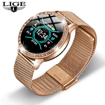 LIGE Diamond Smart Watch Moterų smartwatch Vandeniui Fitness Tracker Kraujo Spaudimą, Širdies ritmą Pedometer Elektroninių Žiūrėti Smart
