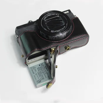 Nešiojamų PU Oda Atveju Fotoaparatas Canon Krepšys G5X2 G5XII G5XM2 PowerShot G5 X Mark II korpuso dangtelio Apačios, Baterija Atidarymas