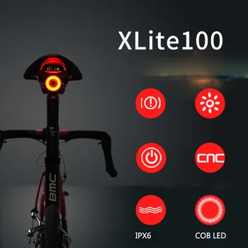 Xlite100 Auto Start/Stop Stabdžiai Jutikliai, Galinis Žibintas Smart Dviračių Atgal Šviesos Mount Road Bike užpakalinis žibintas USB Įkrovimo Flashligh