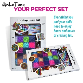 JINLETONG 24 spalvų 5mm Hama karoliukų rinkinys su pegboards geležies popieriaus šabloną 3d puzzle vaikų švietimo 