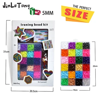 JINLETONG 24 spalvų 5mm Hama karoliukų rinkinys su pegboards geležies popieriaus šabloną 3d puzzle vaikų švietimo 