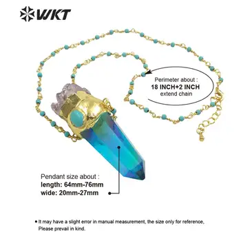 WT-n1252 Nuostabi, spalvinga akmens karoliukai karoliai mados aukso electroplated Aura, dvasia kvarco gydymo karoliai