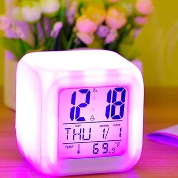 Visa Pardavimo Spalvų Kaita, Multi-funkcija, LED Žėrintis Pakeisti Skaitmeninis Laikrodis LED Watch Žėrintis Termometras Stalinis Laikrodis Kubas