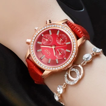 LIGE Mados Prekės ženklo Mergina Diamond Dial Moterų Laikrodžiai, Prabangūs Auksiniai Odos Ponios Žiūrėti Moterų Suknelė Laikrodis Kalendorius relogio feminin