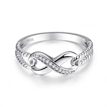 NUNCAD Susukti begalybės simbolis crystal 925 Sterling Žiedas vestuvių juostas Moteris bižuterijos Geriausia Kalėdų dovana