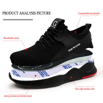 Saugos batų batai nauji 2020 naujas vyrų darbo saugos batai pavogti kojų saugos batai sneaker didelis dydis 48 dydžio sporto šviesos batai