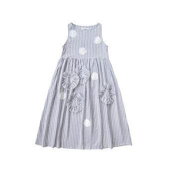 Imakokoni mėlyna ir balta dryžuotas berankovis suknelė originalaus dizaino vidutinio ilgio moterų vasaros 2019 naujas 182366