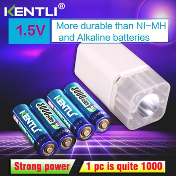 4pcs KENTLI 1,5 v 3000mWh Li-polimero li-ion ličio įkraunamas AA tipo akumuliatoriaus baterijas + 4 slots Įkroviklį su LED žibintuvėliu