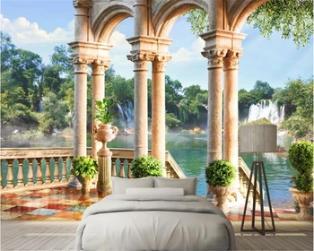 Custom tapetai, freskos Romos skiltyje ežero kraštovaizdžiu 3d fone sienos popieriaus namų puošybai gyvenimo kambario, miegamasis photo 3d tapetai