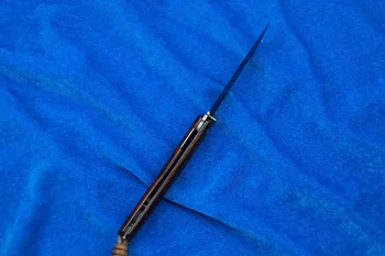 Suakmenėjęs žuvų 12C27N plieno taktinis peilis medinė rankena rutulinis guolis lankstymo kempingas savigynos kišenėje medžioklės šveitimas įrankiai