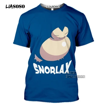 Japonijos Animacinių filmų Snorlax T marškinėliai Vyrams 3D Spausdinimo Kawaii Pokemon Marškinėlius Vasaros Atsitiktinis Harajuku Marškinėliai Fitneso Hip-Hop Viršūnes Streetwear