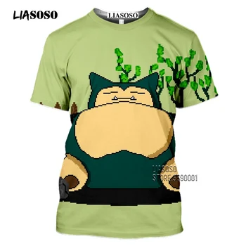 Japonijos Animacinių filmų Snorlax T marškinėliai Vyrams 3D Spausdinimo Kawaii Pokemon Marškinėlius Vasaros Atsitiktinis Harajuku Marškinėliai Fitneso Hip-Hop Viršūnes Streetwear