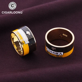 COHIBA Cigarų Žiedas padengti auksu 925 sterlingas sidabro žiedas papuošalų kūrybos CP-0031