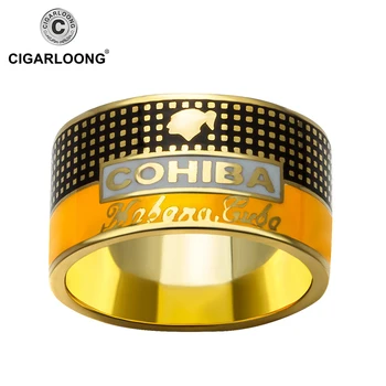 COHIBA Cigarų Žiedas padengti auksu 925 sterlingas sidabro žiedas papuošalų kūrybos CP-0031