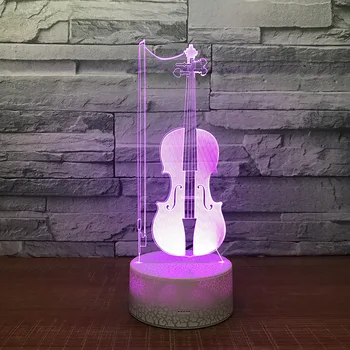 LED Smuikas 3D Lentelės, Stalo Lempos USB 7 Spalvų Keitimas Muzikos Instrumentai Naktį Šviesos Vaikai Miego Apšvietimas, Dovana, Namų Dekoro