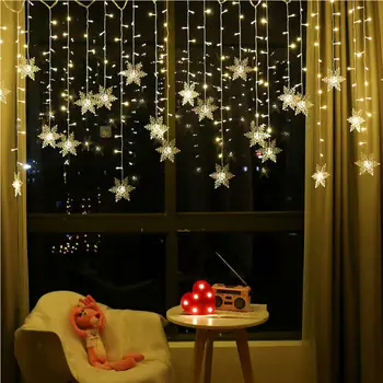 96 LED Snaigė Pasakos String Užuolaidų Lango Šviesos Blyksnis Kalėdos, Kalėdos Dekoras