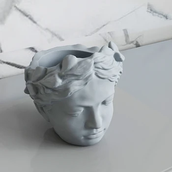 Cemento vazonas silikono formos deivės galvos vazonas pelėsių betono, gipso pav galvos vazoninių silikono formos