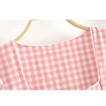 2019 Vasaros suknelė moterims trumpomis rankovėmis pledas Kawaii rožinė suknelė streetwear moterų atsitiktinis seksuali mini suknelė korėjos drabužių vestidos