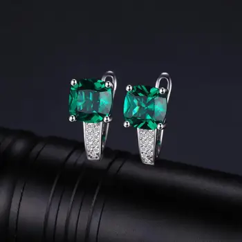 JewelryPalace Sukurta Nano Smaragdas Įrašą Auskarai 925 Sterlingas Sidabro Auskarai Moterims, Brangakmenių korėjos Earings bižuterijos