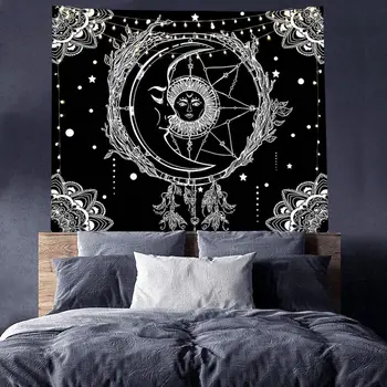 Sun Moon Dievas Totem Sienos Gobelenas Kiliminė Danga, Sienos Audinio Indija Juoda Būrimą Astrologija Sienos Audiniai Gobelenai Namų Apdaila