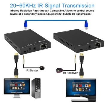 2020 18Gbps HDMI Extender 4K IR 4Kx2K@60Hz HDMI Extender 2 Port HDMI 2.0 Extender Linijos HDMI Siųstuvas, Imtuvo Per RJ45 Cat6