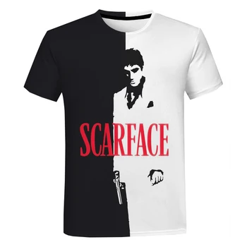 Scarface Filmas Homme T-Marškinėliai Vyrams, Moterims Mados Atsitiktinis Hip-Hop Drabužiai, Marškinėliai Tony Montana 3D Print T Shirt Cool Tee Viršūnės