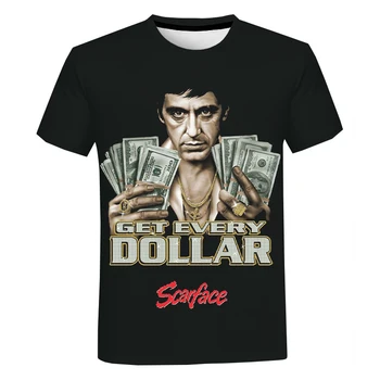 Scarface Filmas Homme T-Marškinėliai Vyrams, Moterims Mados Atsitiktinis Hip-Hop Drabužiai, Marškinėliai Tony Montana 3D Print T Shirt Cool Tee Viršūnės