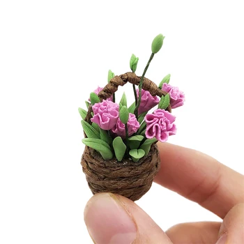 1/12 Miniatiūriniai Lėlių Priedai Mini Dervos Gvazdikų Vazoninių Augalų Modeliavimo Gėlių Modelio Žaislai Doll House Dekoro