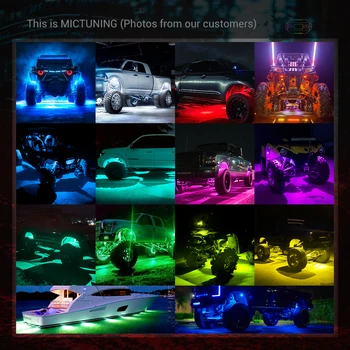 MICTUNING Modernizuotos 8 Ankščių Automobilių RGBW LED Roko Šviesos Daugiaspalvis Underglow Neoninės Šviesos Lempų Rinkinys, 