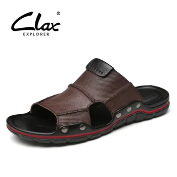 CLAX Žmogaus Odos Šlepetės Kvėpuojantis 2019 M. Vasarą vyrai sandalai lauko Originali Oda Vyrų Batų Paplūdimys