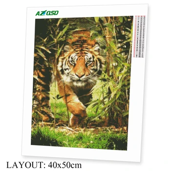 AZQSD 5d Diamond Tapybos Tigras Kryželiu Diamond Siuvinėjimo Gyvūnų 