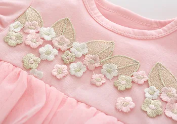 Vasaros baby girl dress krikšto naujagimiui mergina drabužius rožinė nustatyti 2 vaikai gėlių suknelės mergaitėms vestuvių kūdikių drabužiai.