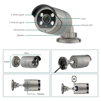 Techage 8CH 1080P POE NVR Sistema 2MP HD AI CCTV Camera, 2-Way Audio Įrašų MIC Garsiakalbis atsparus Vandeniui Saugumo Vaizdo Stebėjimo Komplektas
