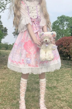 Lolita Sijonas Originalus Originali Brangioji Miesto JSK Dungaree Suknelė Moteris Studentų Cute Maža Kaina, saldus lolita dress